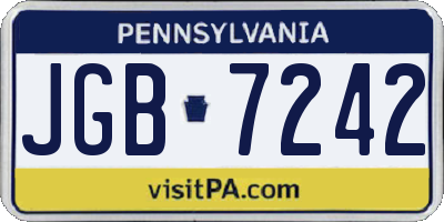 PA license plate JGB7242