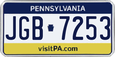PA license plate JGB7253