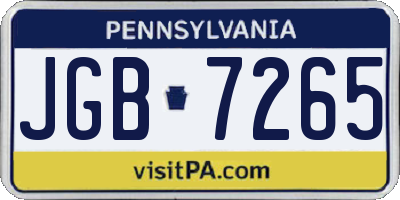 PA license plate JGB7265
