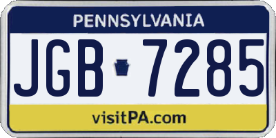 PA license plate JGB7285