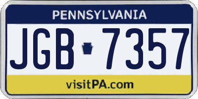 PA license plate JGB7357