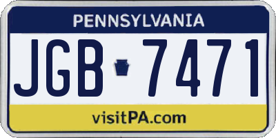 PA license plate JGB7471