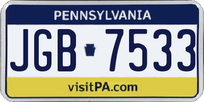 PA license plate JGB7533
