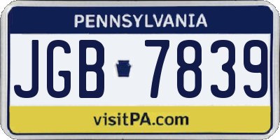 PA license plate JGB7839