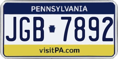 PA license plate JGB7892
