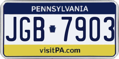 PA license plate JGB7903