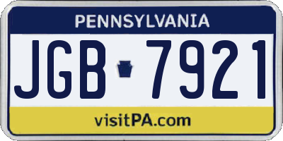 PA license plate JGB7921