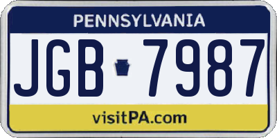 PA license plate JGB7987