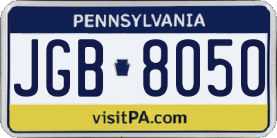 PA license plate JGB8050