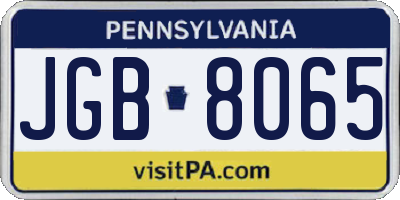 PA license plate JGB8065