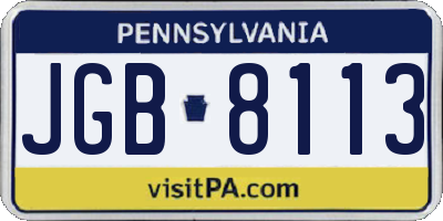 PA license plate JGB8113