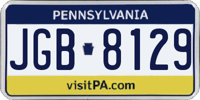 PA license plate JGB8129