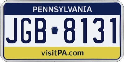 PA license plate JGB8131