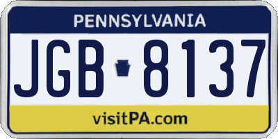 PA license plate JGB8137