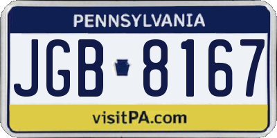 PA license plate JGB8167