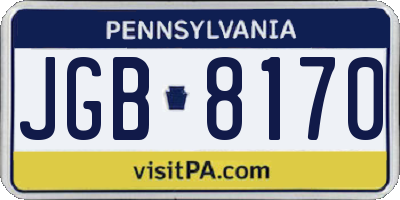 PA license plate JGB8170