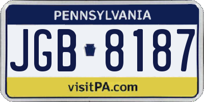 PA license plate JGB8187