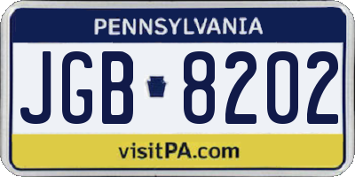 PA license plate JGB8202