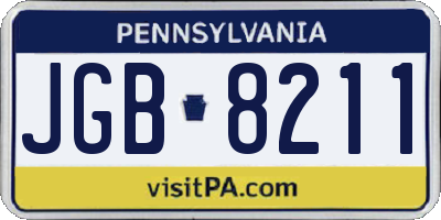 PA license plate JGB8211