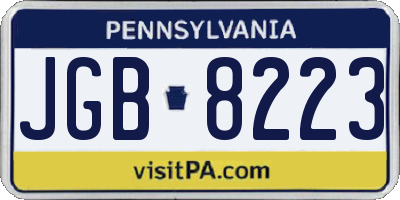 PA license plate JGB8223