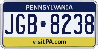 PA license plate JGB8238