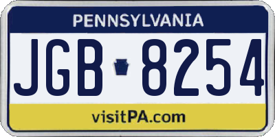 PA license plate JGB8254