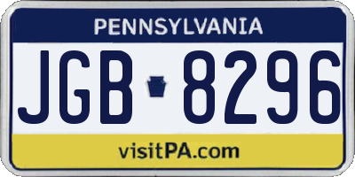 PA license plate JGB8296