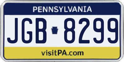 PA license plate JGB8299