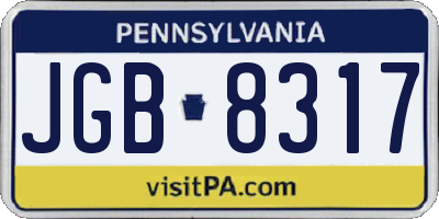 PA license plate JGB8317