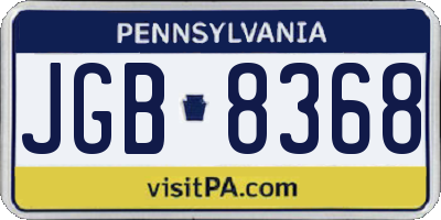 PA license plate JGB8368