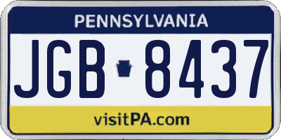 PA license plate JGB8437