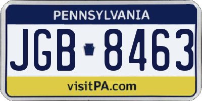 PA license plate JGB8463