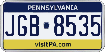 PA license plate JGB8535