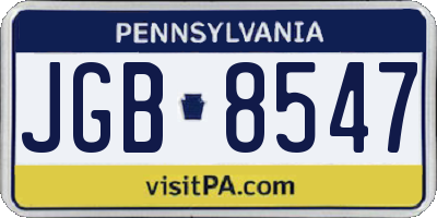 PA license plate JGB8547