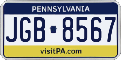 PA license plate JGB8567