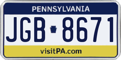 PA license plate JGB8671