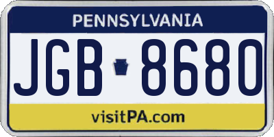 PA license plate JGB8680