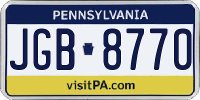 PA license plate JGB8770