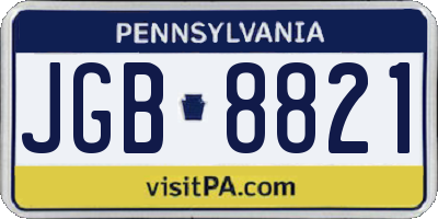PA license plate JGB8821