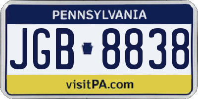 PA license plate JGB8838