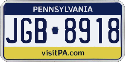 PA license plate JGB8918