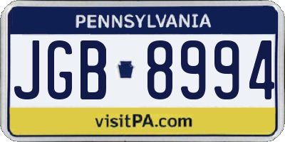 PA license plate JGB8994