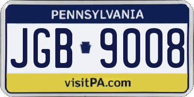 PA license plate JGB9008