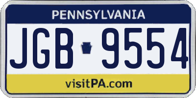 PA license plate JGB9554