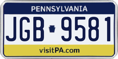 PA license plate JGB9581