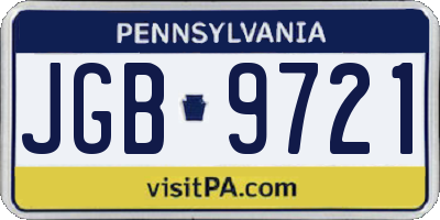 PA license plate JGB9721