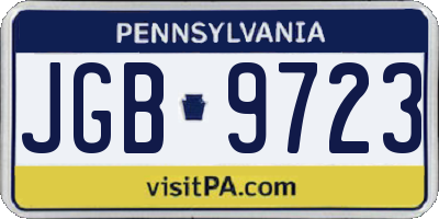 PA license plate JGB9723