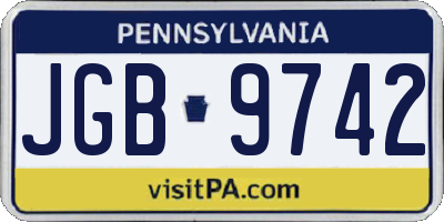 PA license plate JGB9742