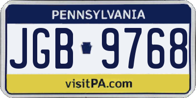 PA license plate JGB9768