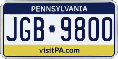 PA license plate JGB9800